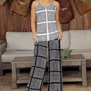 STRIPPED CAMISOLE & Wide-Leg Pant Set